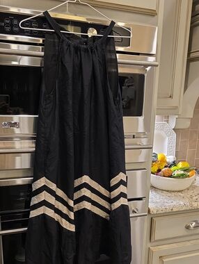 Black Chevron Accent Halter Dress